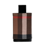 Burberry London for Men fragrance bottle with a plaid fabric sleeve.