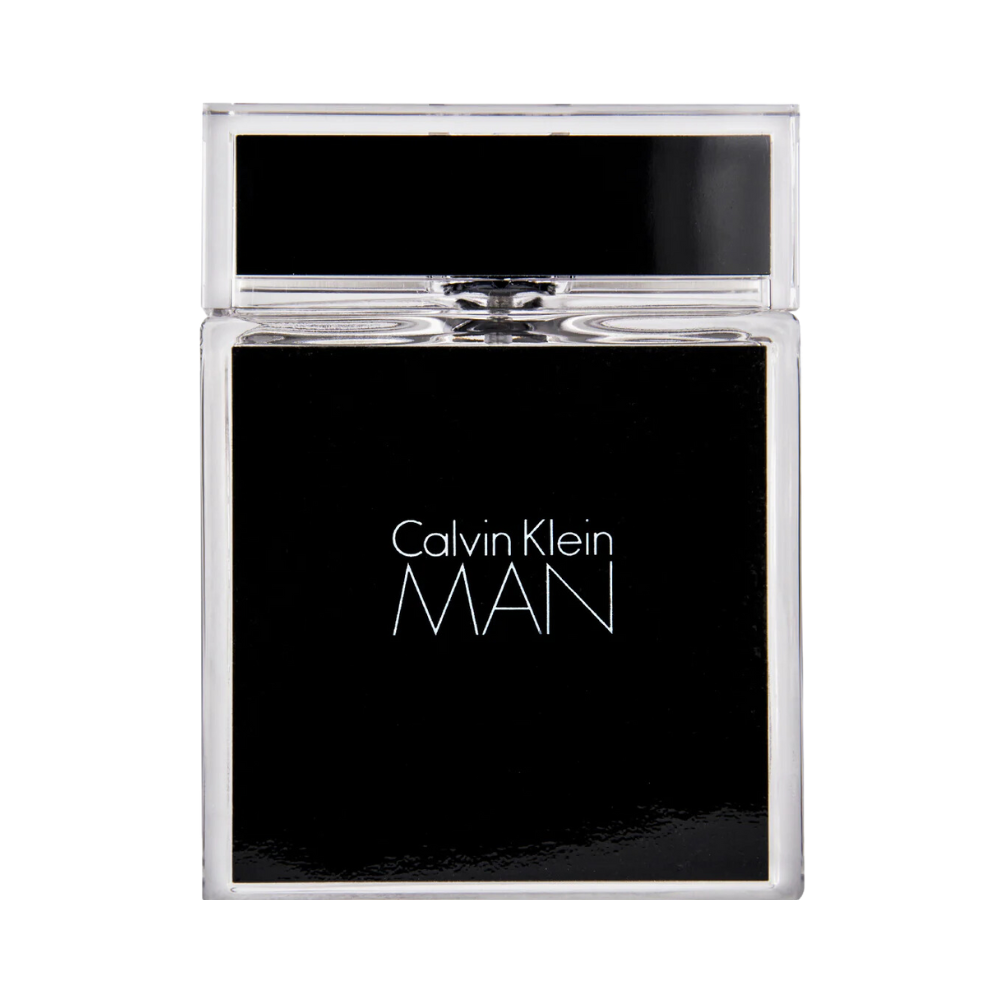Calvin Klein MAN fragrance bottle with a black label.