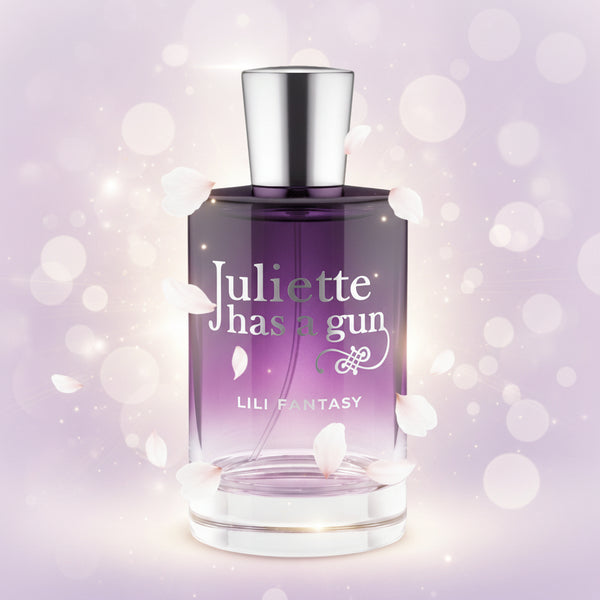 Juliette Has a Gun Lili Fantasy perfume bottle with a gradient purple glass bottle and silver cap.
