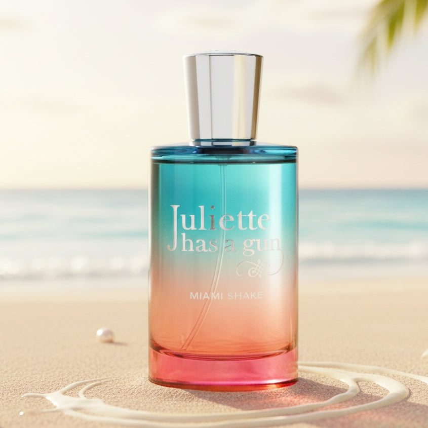 Juliette Has a Gun Miami Shake perfume bottle with a gradient glass bottle.