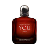 Emporio Armani Stronger With You Parfum bottle with red gradient glass.