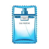 Versace Man Eau Fraiche cologne bottle with blue accents.