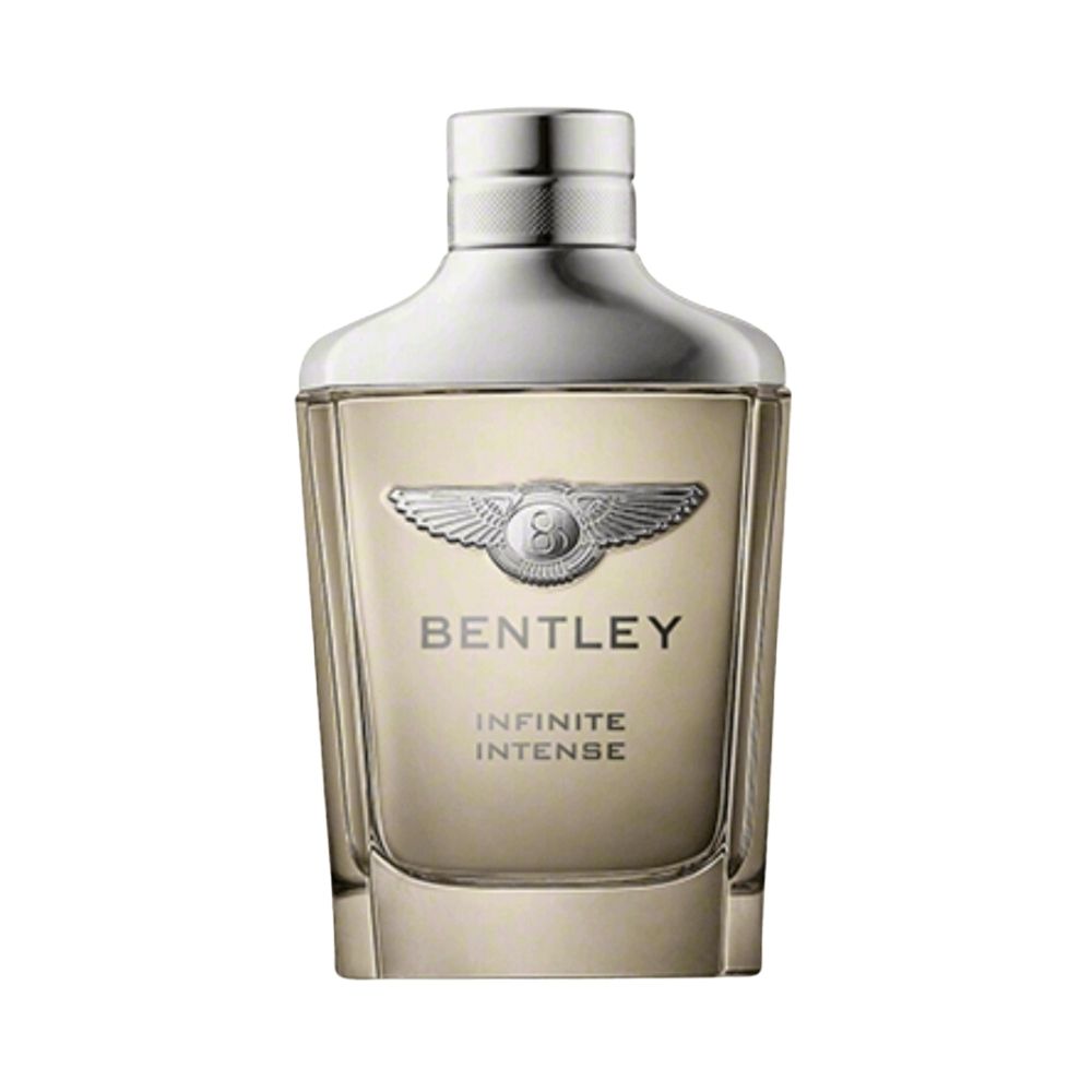Bentley Infinite Intense Eau de Parfum bottle with silver cap and logo.