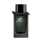 Mr. Burberry Eau de Parfum bottle with a black cap and ribbon.