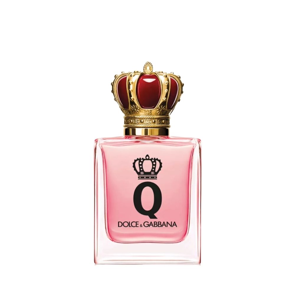 Dolce & Gabbana Q Eau de Parfum for women with a pink hue and crown-shaped cap.