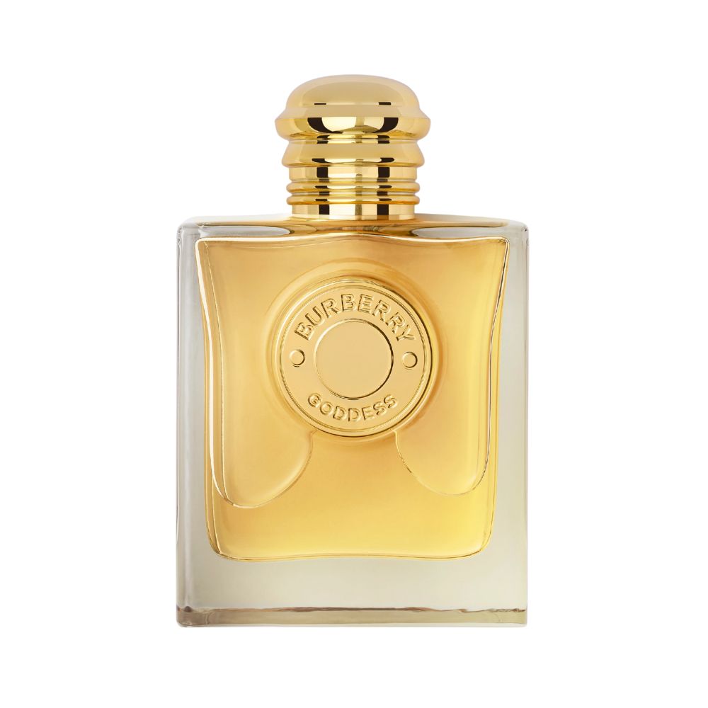Burberry Goddess Intense perfume bottle with gold accents.