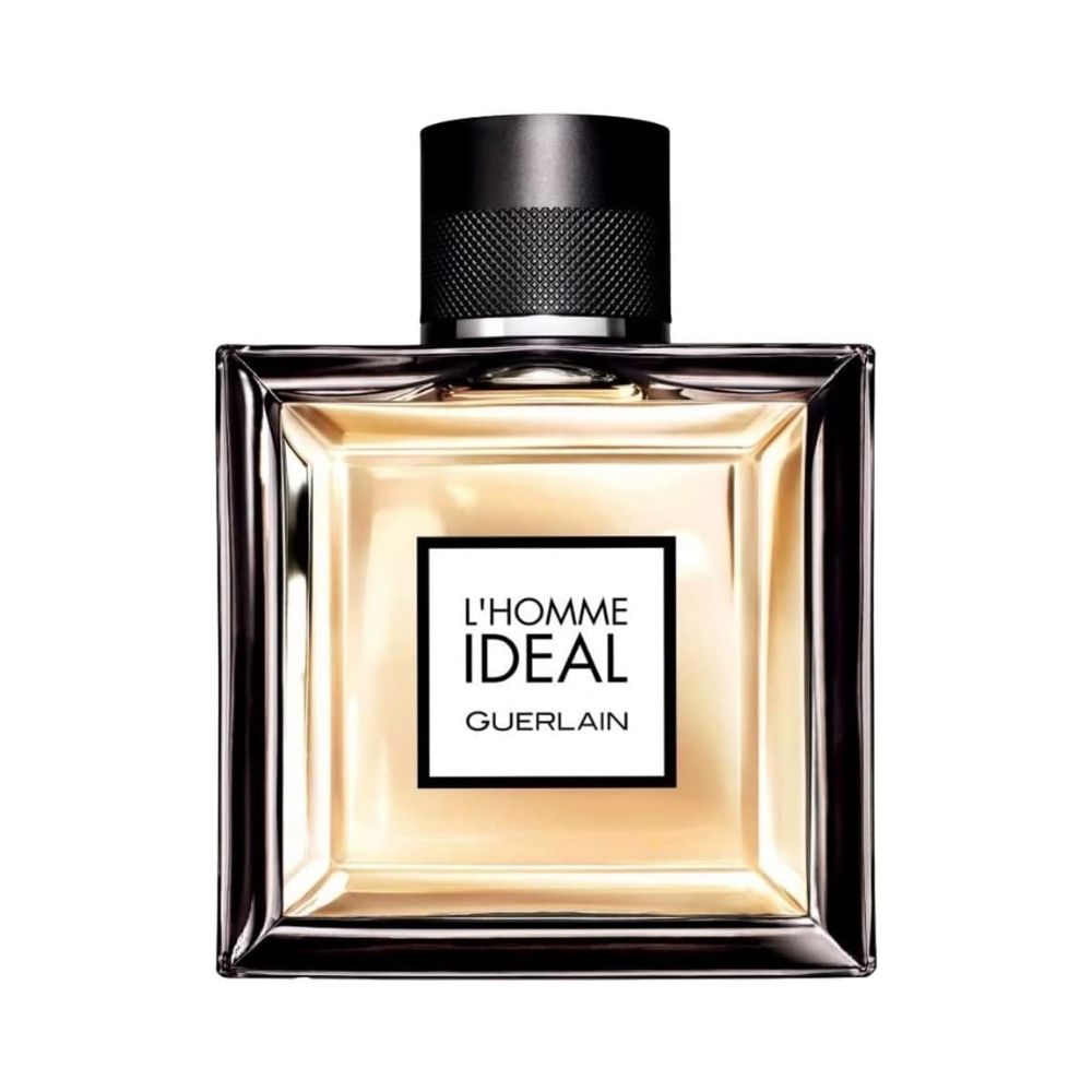 Guerlain L'Homme Ideal perfume bottle with a black cap.