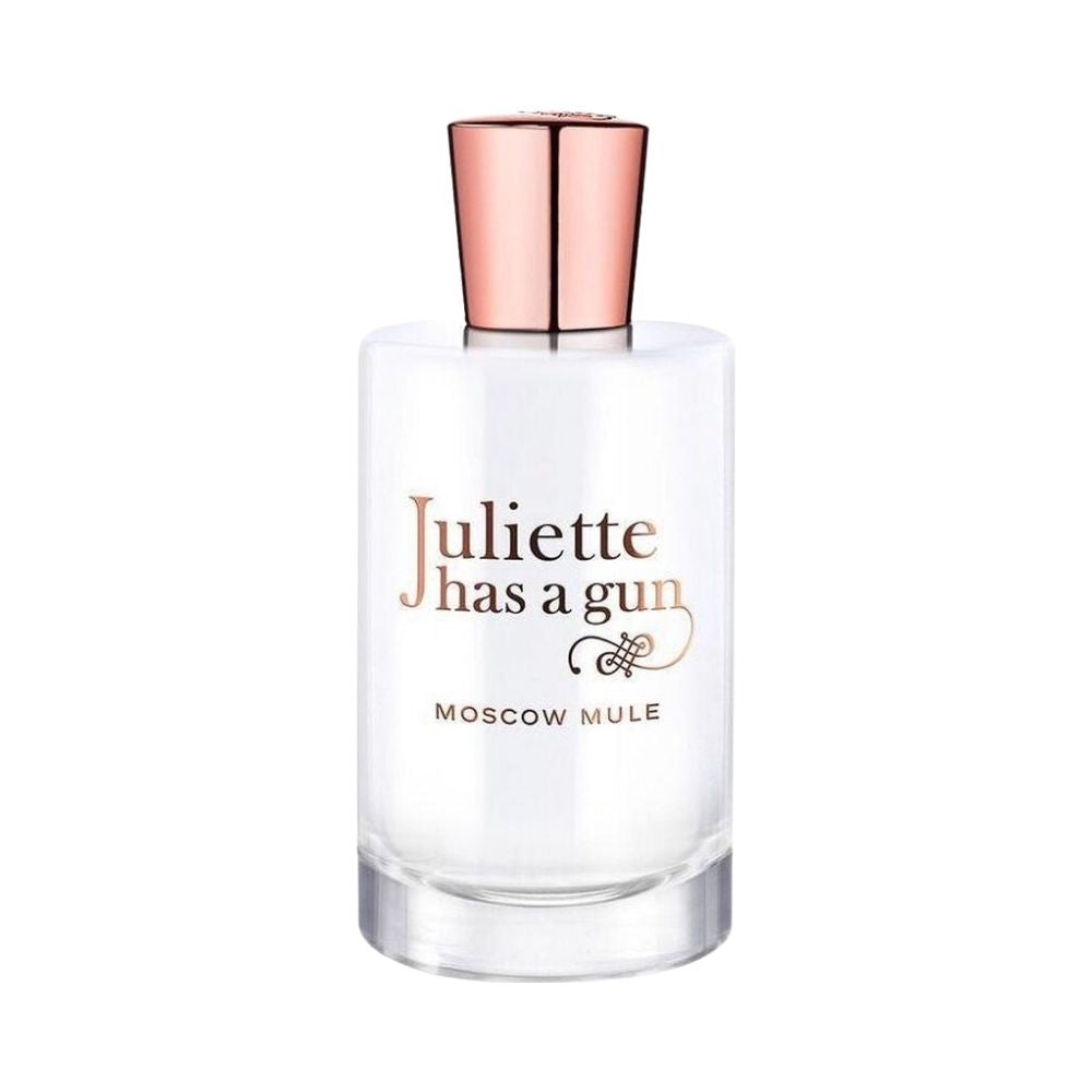 Juliette Has A Gun Moscow Mule perfume bottle with a rose gold cap.