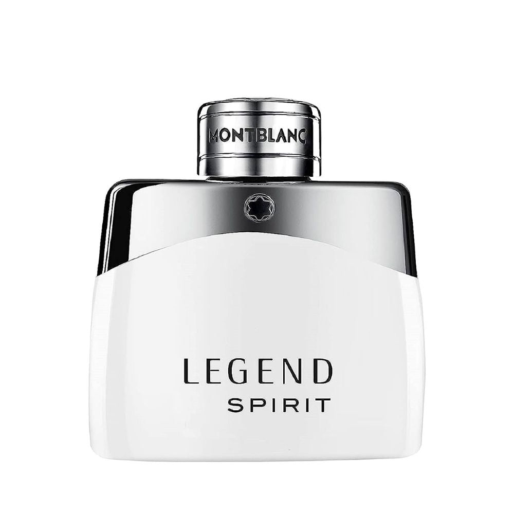 Montblanc Legend Spirit fragrance bottle with white and silver design.