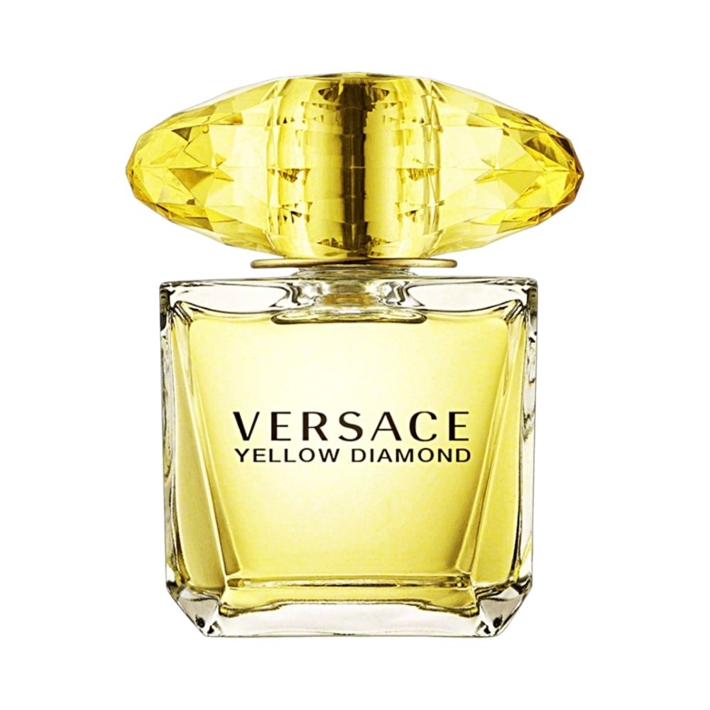 Versace Yellow Diamond perfume bottle with a faceted yellow cap.